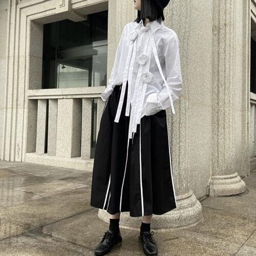 Johnature New Yamamoto Design Stereo Flowers Womens Tops And Blouses 2021 Spring Autumn Loose Fashion Female Shirts