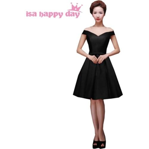 Woman plus size modest bridesmaid black dress women bridesmaids dresses women lady party with short bow 2020 H2644