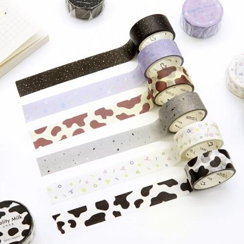 1 Roll Milk Cow Washi Paper Tape Masking Tape Decorative Adhesive Tape Sticker Scrapbooking Label Planner Stationery