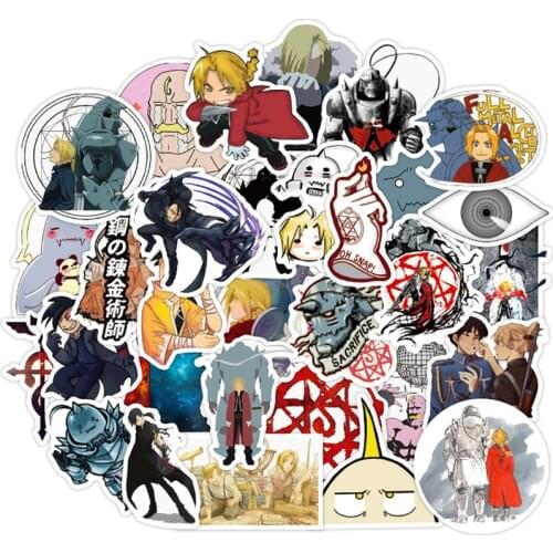50PCS Fullmetal Alchemist Anime Graffiti Stickers DIY Motorcycle Travel Luggage Guitar Skateboard Classic Kid Toy Sticker Decal