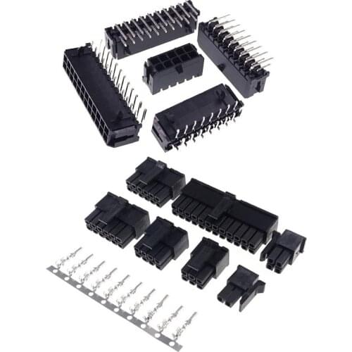 10sets Micro-Fit 3.0 mm Receptacle Housing Dual Row 2 4 6 8 10 12 14 16 18 20 24 Circuits + Right Angle Header + Crimp Terminal