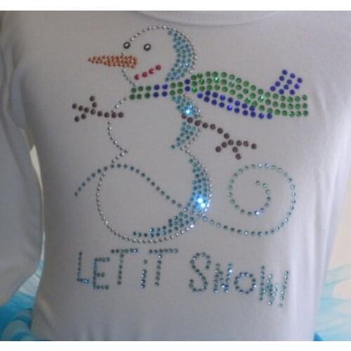 2pc/lot Christmas Let it Snow iron on rhinestone transfer hot fix rhinestone motif designs applique patches for shirt