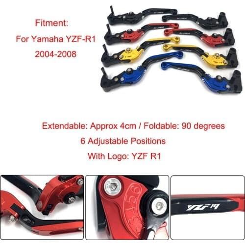 2004 2005 2006 2007 2008 YZF-R1 YZF R1 Motorcycle CNC Adjustable Foldable Extendable Brake Clutch Levers For Yamaha R1 2004-2008