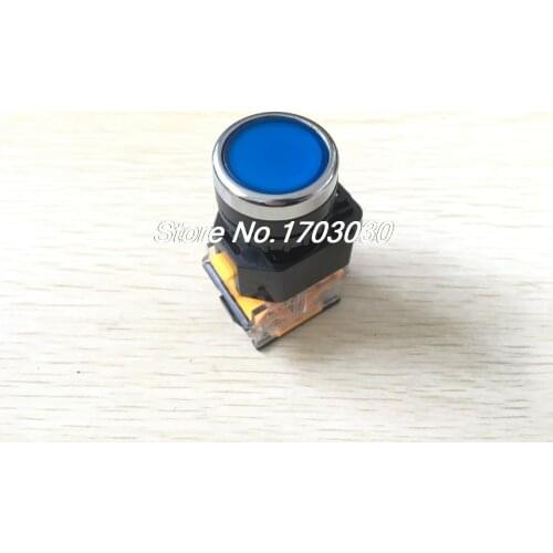 AC 380V 10A 22mm Threaded 1NO 1NC DPST Blue Momentary Push Button Switch
