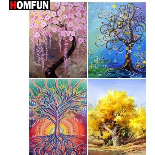 HOMFUN Diamond Embroidery "Tree flower painting" Pattern DIY 5D Diamond Painting Needlework Cross Stitch Full Drill Painting