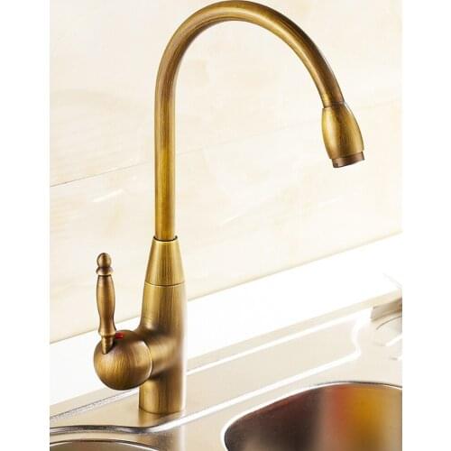 Antique Kitchen Faucet Bronze Sink Mixer Hot And Cold Water Kitchen Mixer Tap Swivel 360 Degree Kitchen Sink Tap
