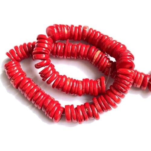 Wholesale 1strings Natural Red Coral 2x12 mm Coin Beads,Spacer Beads Charming Coral Beads For Jewelry Making 15.5"/string
