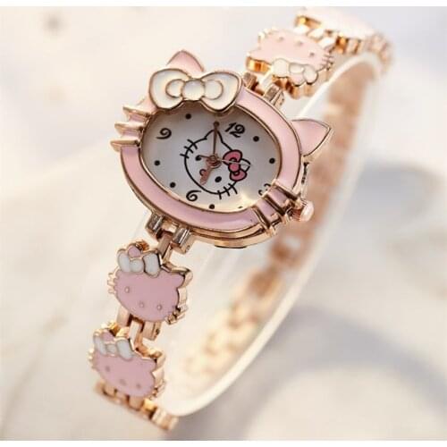 Hot Sale reloj Children Girls Watches Cartoon Lovely Bracelet Student Kids Watch KT Cute Quartz Watch Birthday Gift High Quality