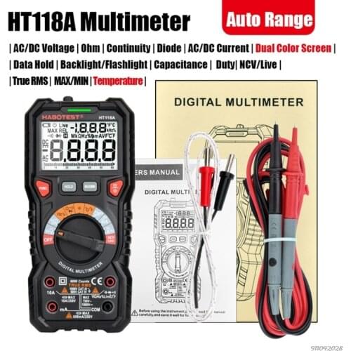 HT118A Digital Multimeter AC/DC Handheld Multimeter Tester NCV Multimeter Voltage Amp Ohm Capacitance Hz Temp Tester Wholesales