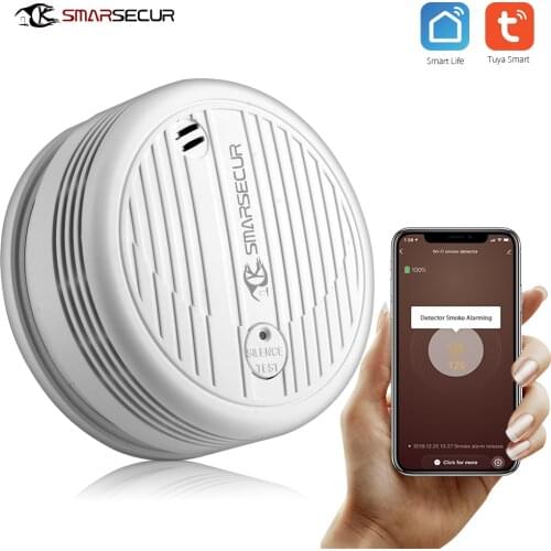 SMARSECUR Wifi Smoke Detector Smoke Sensor Highly Sensitive For smart Life app control Power by Tuya