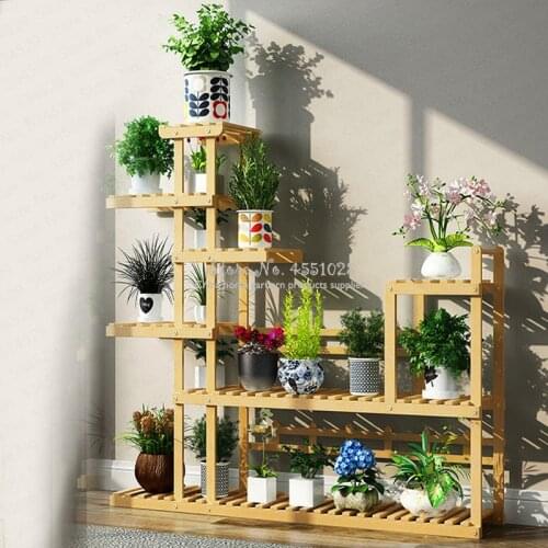 Last One Wood Flower Rack Plant Stand Shelves Bonsai Display Shelf Indoor Yard Garden Patio Balcony Flower Stands Plant Shelves