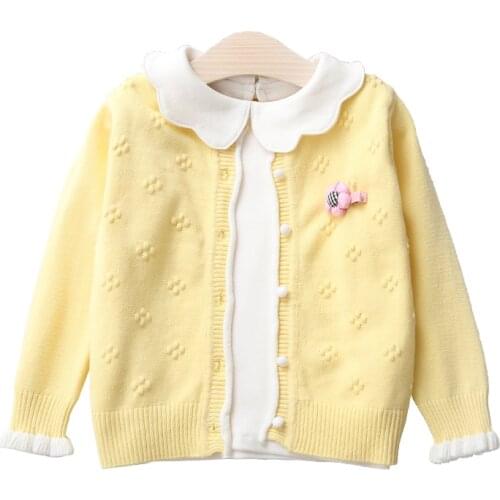Children Cardigans for Girls Lovely Flower Cotton Sweaters Cardigans 3M-9 Years Spring Fall Baby Girls Knitwear Jacket BC213