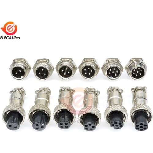 GX12 GX16 GX20 2/3/4/6/7/8/9/10 Pin Male Female Aviation Connector Socket 16mm Plug Wire Panel Mount screws Circular socket