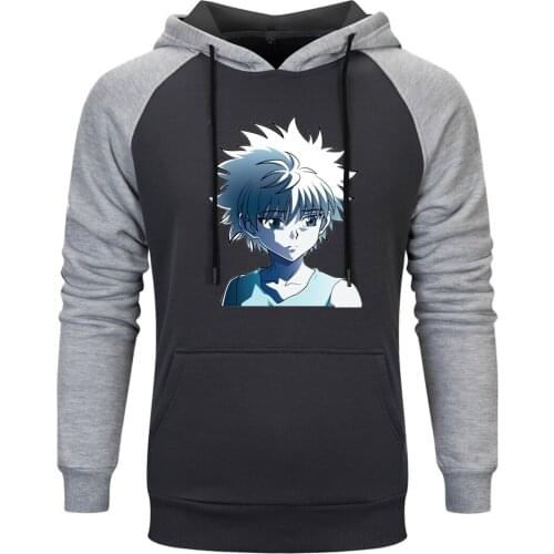 HUNTERXHUNTER Raglan Hooded Mens Streetwear Long Sleeve Sweatshirt Hoodie Leisure Winter Autumn New Arrival Supoleron Hombre
