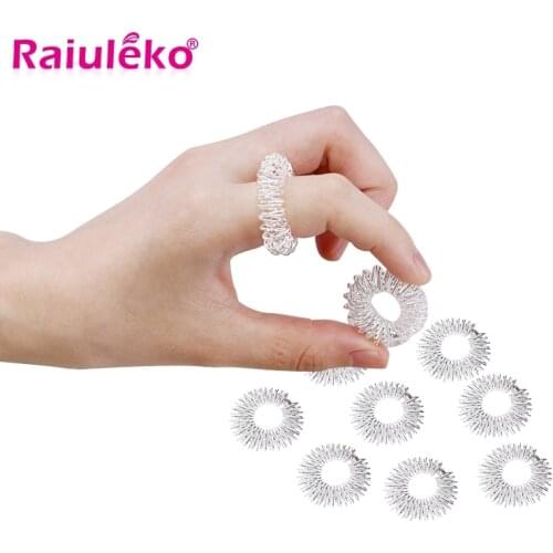 10/20pcs/Set Stainless Steel Finger Massage Ring Acupuncture Ring Therapy Relax Hand Blood Circulation Pain Relief Stress Relief