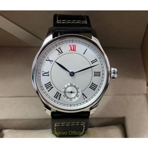 44mm GEERVO Asian 6498 17 jewels Mechanical Hand Wind movement mens watch Roman Mechanical watches gr225-g8