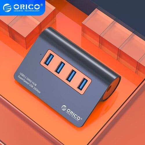 ORICO USB 3.1 Gen2 Hub 4 Ports Aluminum External Usb OTG Hub Portable Desk Splitter Laptop Computer Accessories Port Expander