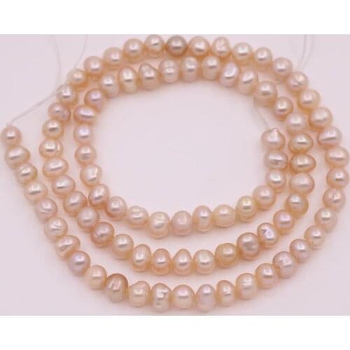 4mm-4.5mm Oval Natural Pink Pearl Stone Loose Beads Jewelry Making 14" Long