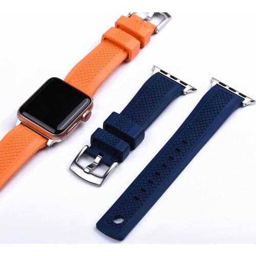 Premium Summit Fluoro Rubber Strap 38mm 40mm 42mm 44mm For Apple Watch Iwatch Series SE 6 5 4 3 2 1 Waterproof Diving Watch Band