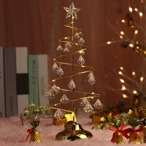 Christmas Ornaments Acrylic Crystal Diamond Christmas Tree Colorful Light Ornaments for Christmas Home Bedroom Night Lamp