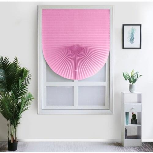 Self-Adhesive Windows Curtain For Kitchen Bathroom Balcony Shades Solid Color Pleated Blinds Half Blackout Curtains For Bedroom