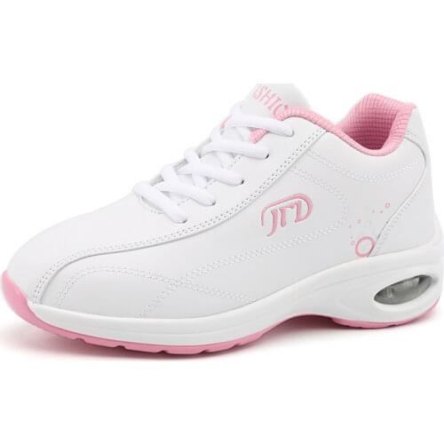 Pu Leather Flat Shoes Women Soft Air Cushioning Sneakers White Black Damping Non Slip 2019 Ladies Trainers Basket Walking Sports