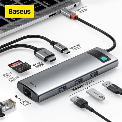 Baseus USB HUB Type C to Multi USB 3.0 4K HD PD 100W Port USB HUB Adapter for MacBook Pro iPad Laptop USB Splitter USB 3.1 C HUB