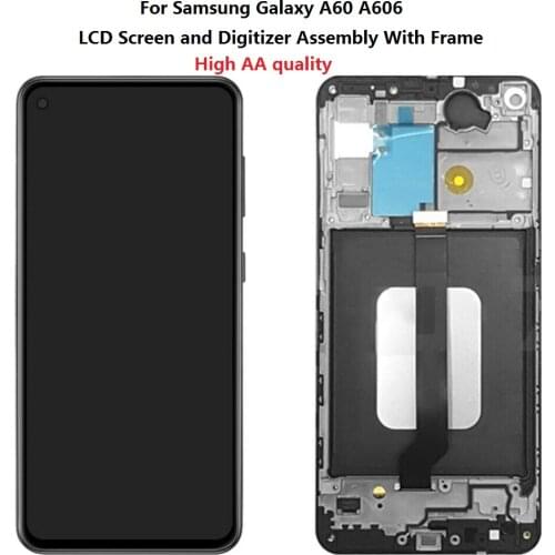 High AA Quality For Samsung Galaxy A60 A606 LCD Screen and Digitizer Touch Screen Assembly +Frame Black