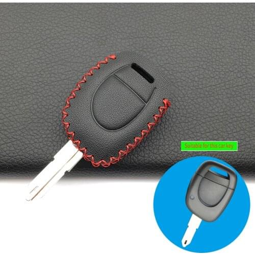 For Renault Twingo Clio Master Kango 100% Genuine Leather High Quality Car Key Case Cover Holder 1 Buttons Key Protect Shell