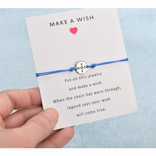 Message Card Compass Bracelets Bangle for Women White Card Rope Bracelet Friendship Wedding Bride Party Jewelry Gift