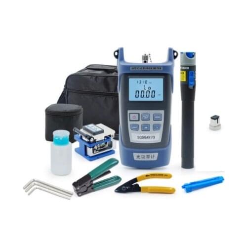13PCS Fiber Optic FTTH Tool Kit with FC-6S Fiber Cleaver and Optical Power Meter 1MW Visual Fault Locator Wire stripper CFS-2