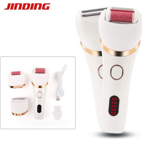 2 In 1 Dual Head Electric Foot File Pedicure Machine & Hair Remove Shaver Feet Grinder Hair Callus Removal Peeling LCD