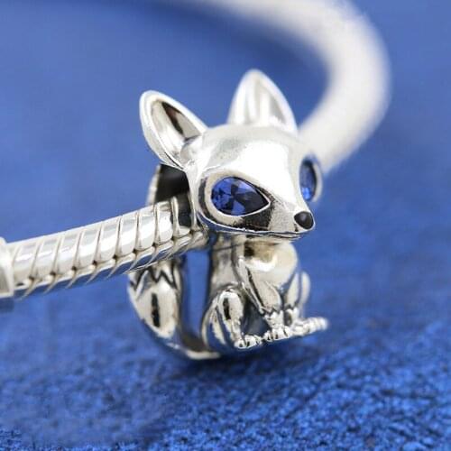 2020 New Autumn 100% 925 Sterling Silver Blue-Eyed Fox Charms Beads Fit Bracelet Original DIY Fine Jewellery For Women Gift