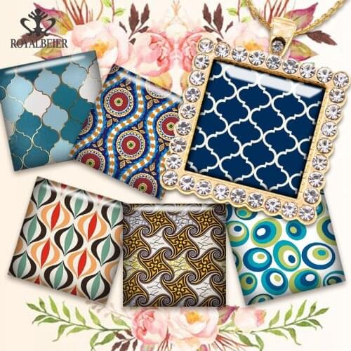 2021 New Fashion Flower Wave Point Suqare Photo Glass Cabochon Demo Flat Back Making Findings Wholesale Fashion Jewelry