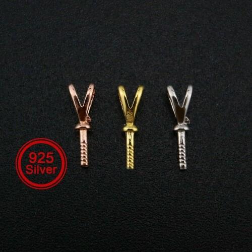 3.5x11MM Rose Gold Plated Solid 925 Sterling Silver Bail for Half Drilled Pear Beads DIY Supplies 1431084