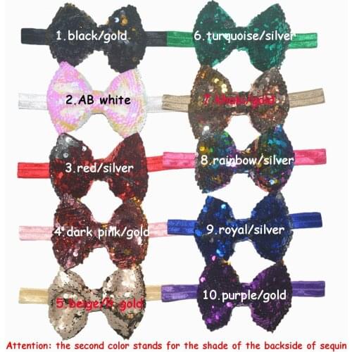 30 pcs/ lot, 10.5*7.5cm sequin bow with headband flowers for apparel hair accessories