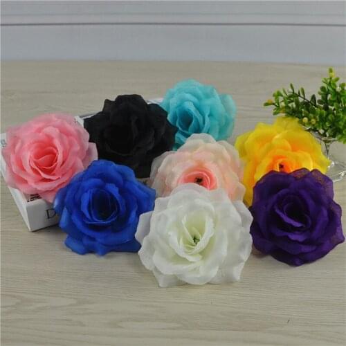 5PCS 10CM Silk Rose Artificial Flower Head for DIY Wedding Wall Arch Background Bouquet Festive Party Supplies Fake Flowers