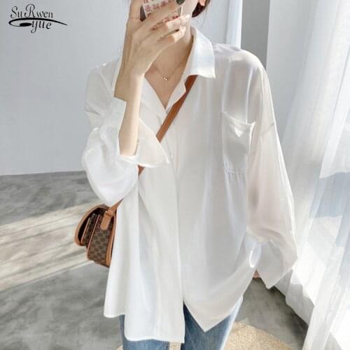 Spring Long Sleeve Woman Blouses Tops Fashion Casual Chiffon Shirt Women Single-breasted Loose White Shirts Female Blusas 12631