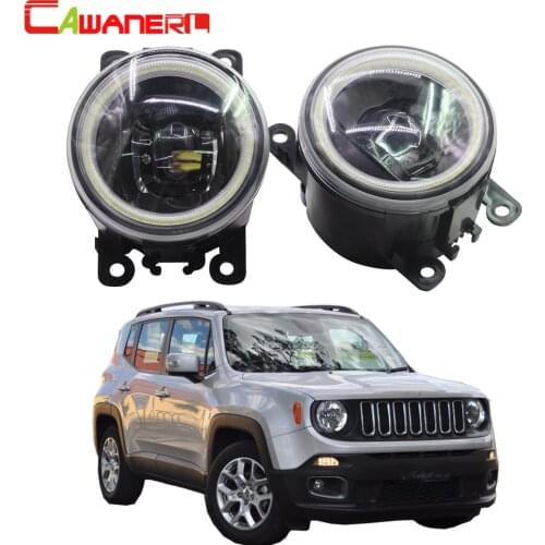 Cawanerl For Jeep Renegade BU 2015-2018 Car LED Lamp H11 Fog Light Kit 4000LM Angel Eye Daytime Running Light DRL 12V Styling