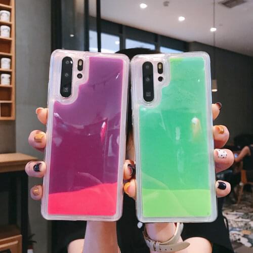 Luminous Neon Sand phone Case For Huawei Mate 20 Nova 3 3i 4 5 5i P30 P20 pro P Smart Z Y9 Prime 2019 Honor 9 10 lite Back Cover