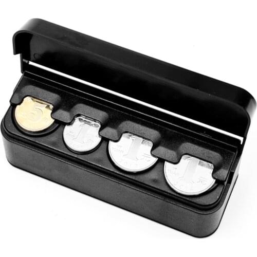 Black Plastics Car Coin Organizer Case Loose Change Money Storage Box Container Money Coin Holders Organizer Moeda 4 Grid