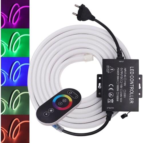 RGB Neon Light Flexible Neon Rope Light 220V 5050 Garden Light Outdoor Lighting Touch Remote Control Flex Neon Strip Light