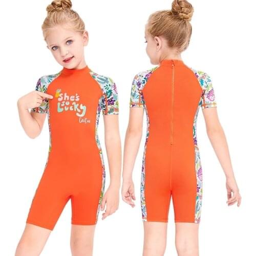 Short sleeve Lycra Wetsuit Childrens Surfing Rash Guards kids Snorkeling Swimsuit Skin Diving Suit Anti-Jellyfish swimwear