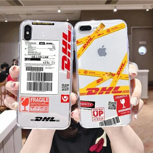 Dhl Express delivery Label Phone Case For iphone 5 5s se 2 6 6s 7 8 12 mini plus X XS XR 11 PRO MAX transparent luxury shell