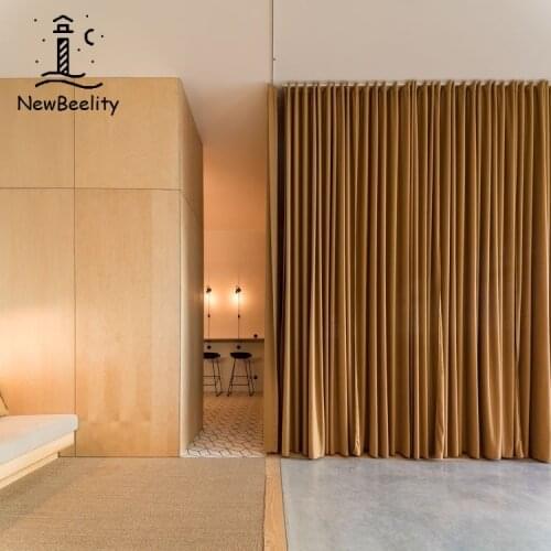 French American High Quality Retro Caramel Blackout Velvet Curtains for Living Room Bedroom Curtains Velvet Curtains Finished