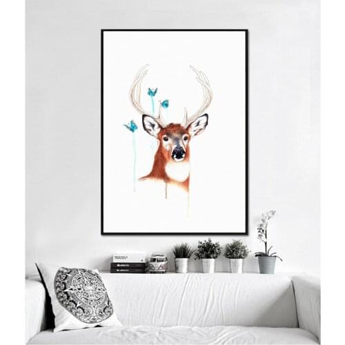 Unframed Wall Art Wall Decorations Living Room Wall Art Canvas 1 Panel Canvas Art Home Decor Watercolor Deer Animal