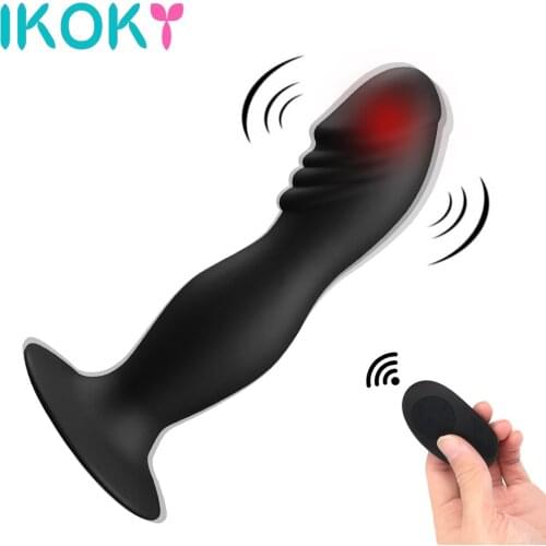 IKOKY Dildo Anal Vibrator Butt Plug 10 Speeds Silicone G-spot Prostate Massager Vibrator Suction Cup Sex Toys for Women Men