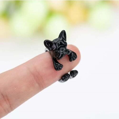 1PC Animal Ring Vintage Pug Dog Rings With Tail Anillos Punk Animal Rings for Women Anel Men Dog Rings Bague Bijoux Wholesale