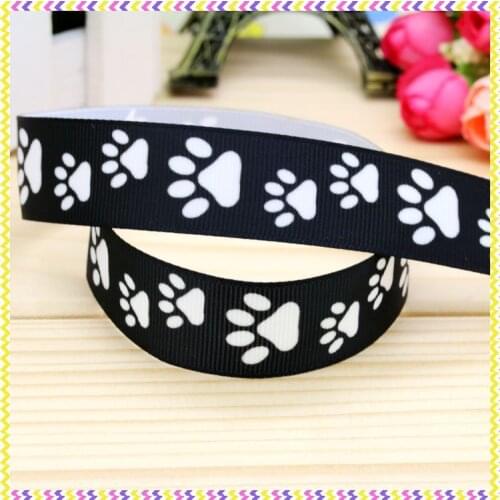 7/8'' Free shipping dog paw printed grosgrain ribbon headwear hair bow diy party decoration wholesale OEM 22mm B1197