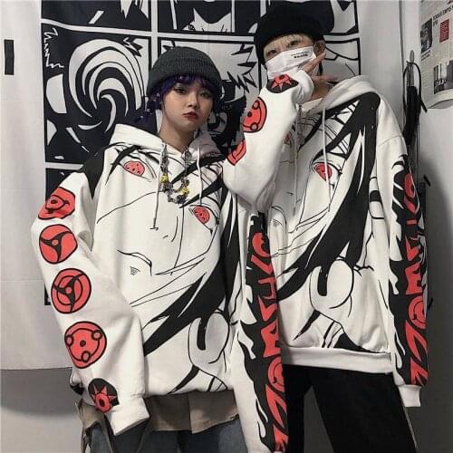 Japanese Style Anime Cosplay Costumes Women Men Couples Oversize T-shirt Uchiha Sasuke Tee Tops Cartoon Print Sweatshirt